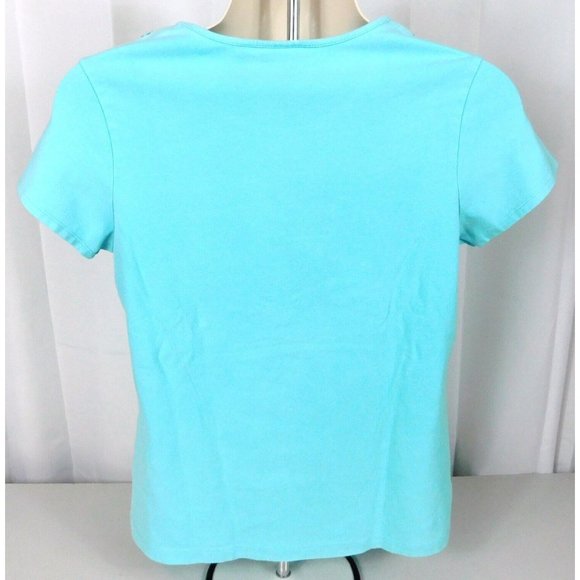 Croft & Barrow Stretch Womans Tee Sequined Neckline Medium Blue - Picture 6 of 7